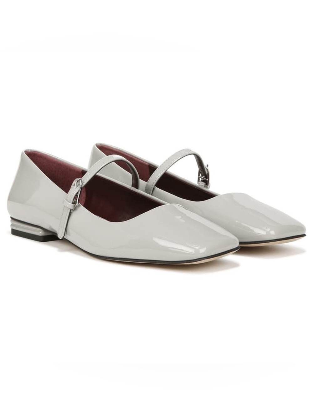 Franco Sarto Tinsley Mary Jane Flat Size 8.5 Square Toe Gray Preppy Shiny